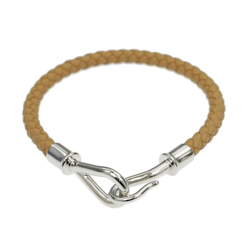 Hermes Jumbo Bracelet Braided Biscuit Silver Hardware Leather