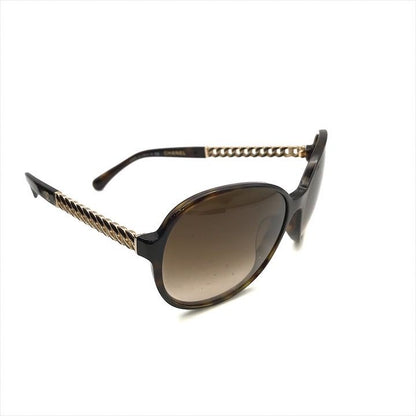 Chanel CC Logo Sunglasses Eyewear Tortoiseshell Pattern Chain Motif Brown