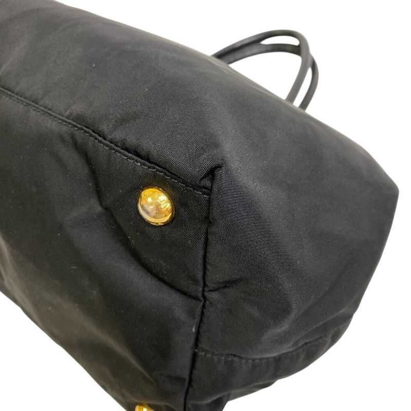 Prada Ribbon Tote Handbag Bag Cabasn Brand Black Women's