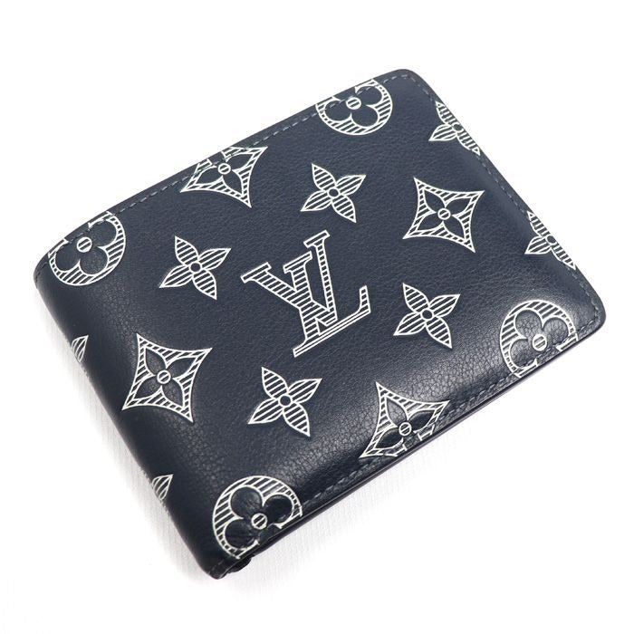 Louis Vuitton Portefeuille Multiple Bifold Wallet Monogram Shadow Navy