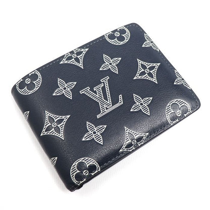 Louis Vuitton Portefeuille Multiple Bifold Wallet Monogram Shadow Navy