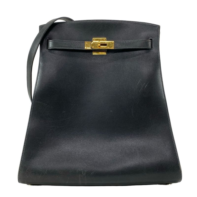 Hermes Kelly Sport GM Black Outside Stitching/gold Hardware