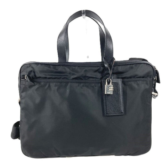 Prada Business Bag Triangle Logo Leather Nylon Black