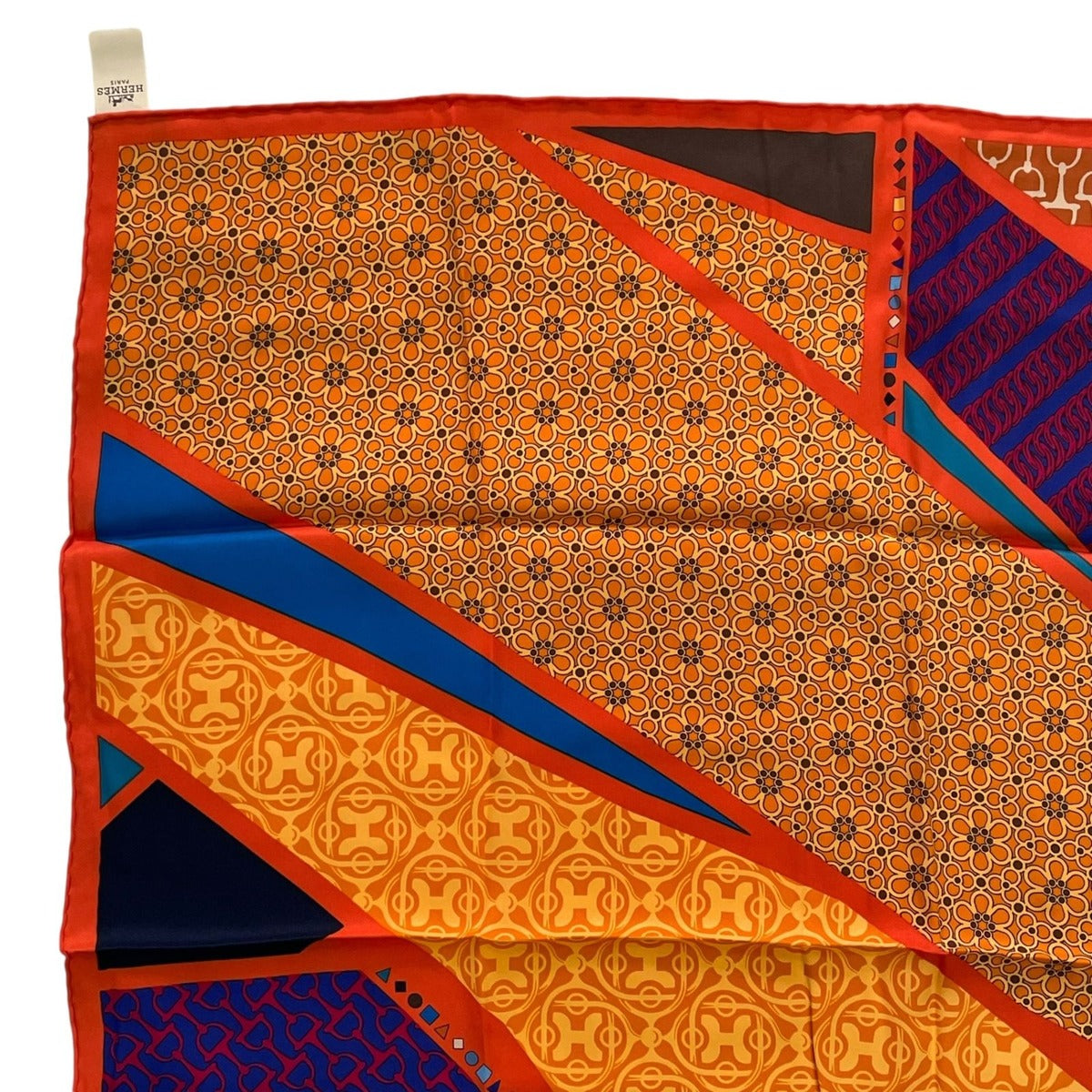 Hermes Scarf Silk Chain Floral Pattern Multicolor — view 2