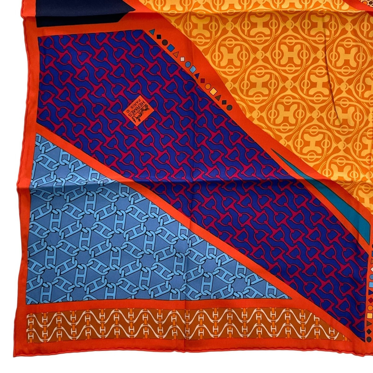 Hermes Scarf Silk Chain Floral Pattern Multicolor — view 4