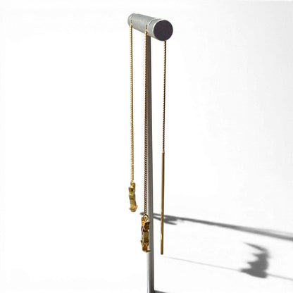 Saint Laurent Cassandra YSL Logo Opium Long Chain Earrings Gold Metal — view 4