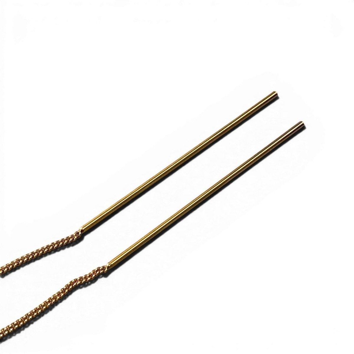 Saint Laurent Cassandra YSL Logo Opium Long Chain Earrings Gold Metal — view 5