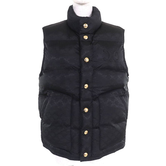 Celine 2 W Triomphe Badge Quilted Monogram Padded Vest Black 36