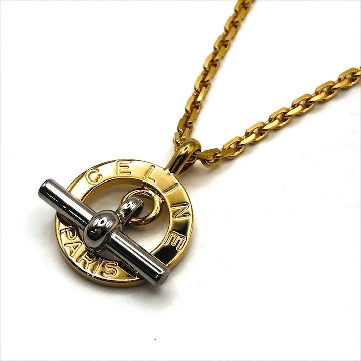 Celine Circle Logo Necklace Gold