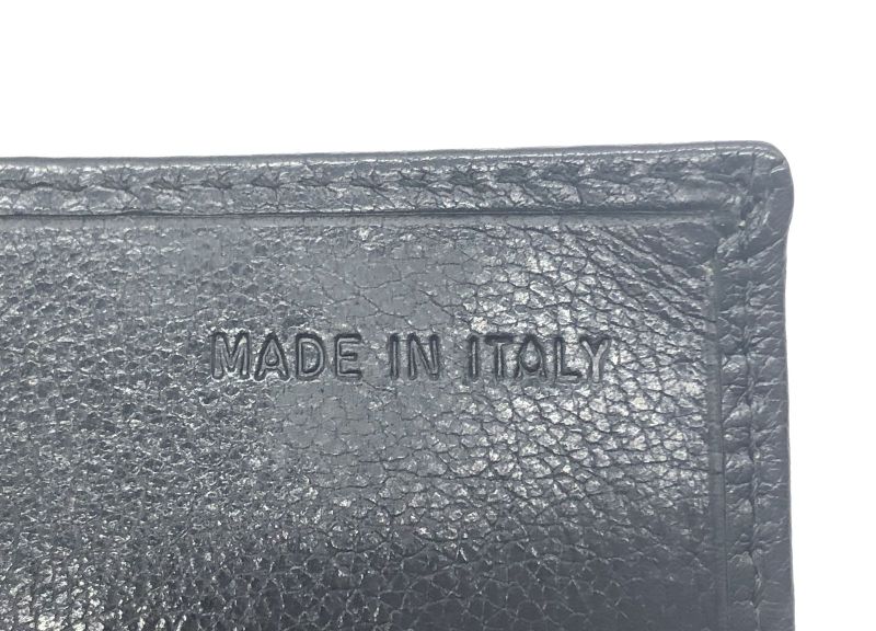 Prada Card Case Business Card Holder Perforated Leather Triangle Logo Black