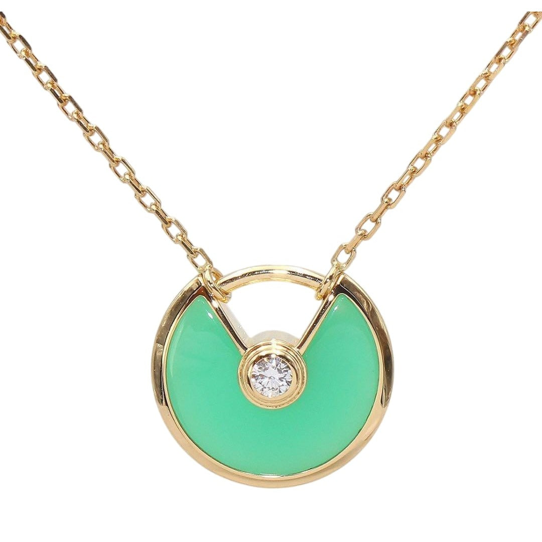 Cartier 18K Yellow Gold Diamond Chrysoprase Necklace