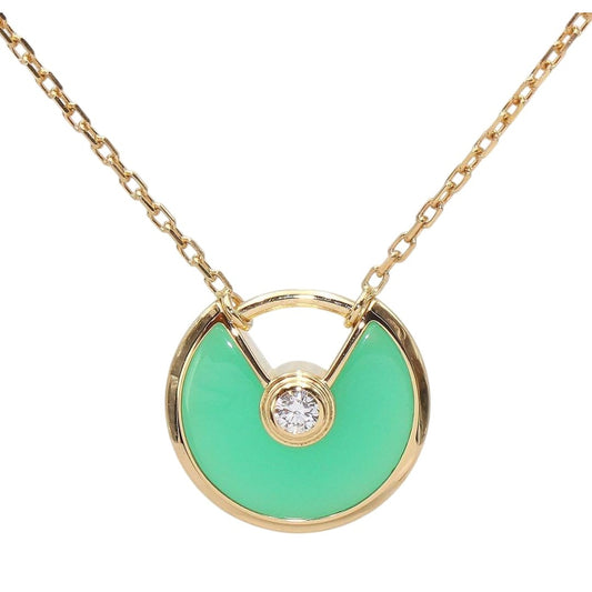 Cartier 18K Yellow Gold Diamond Chrysoprase Necklace
