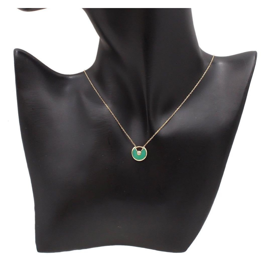 Cartier 18K Yellow Gold Diamond Chrysoprase Necklace — view 2
