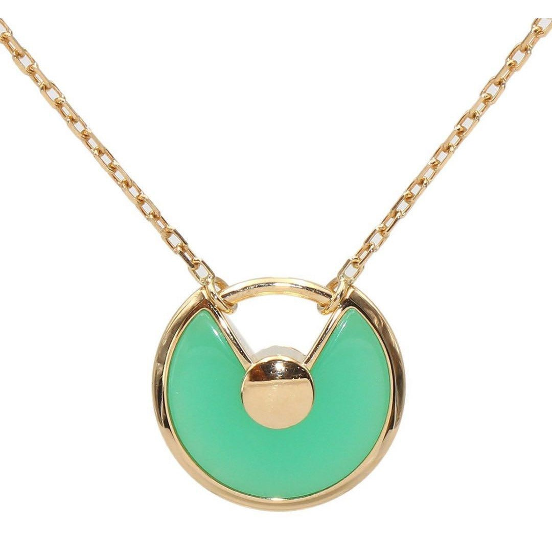 Cartier 18K Yellow Gold Diamond Chrysoprase Necklace — view 4