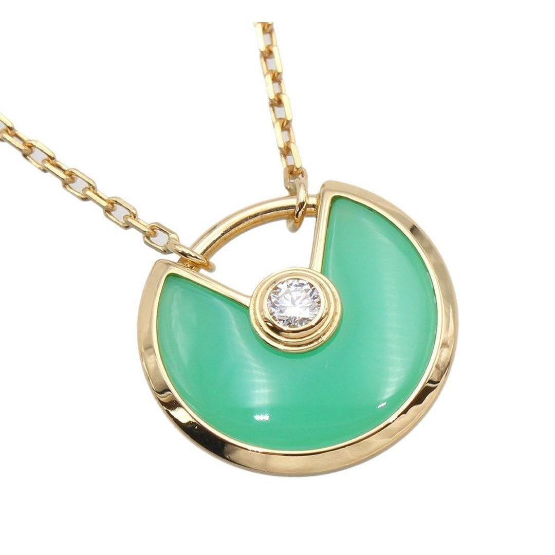 Cartier 18K Yellow Gold Diamond Chrysoprase Necklace — view 5