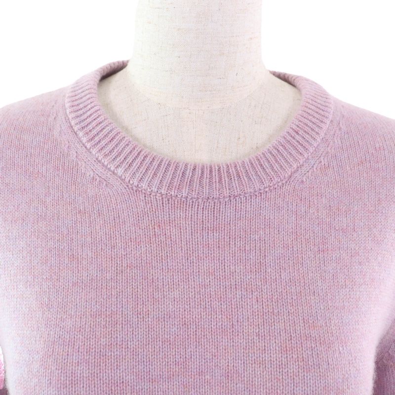 Celine 2a09k152i 100% Cashmere Crew Neck Long Sleeves Purple Knit With Sarky