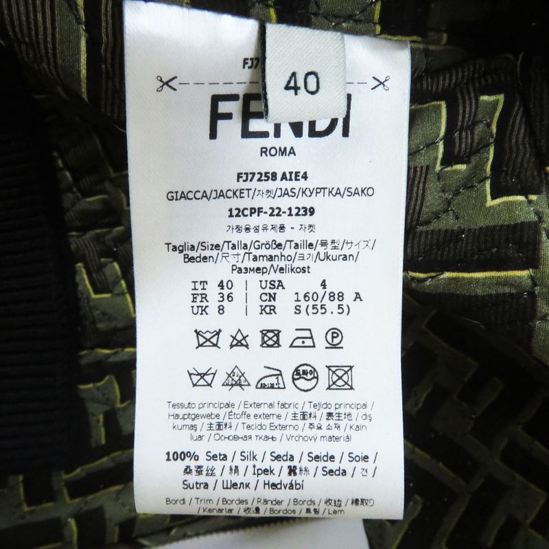 Fendace Fendi Versace 22SS Fj7258 Silk Blend FF Logo Baroque Pattern Blouson