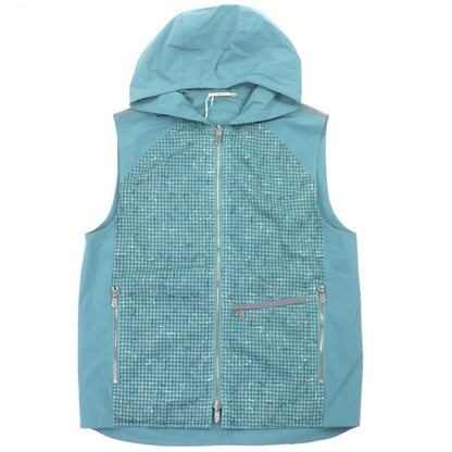 Hermes H Logo Plaid Hooded Double Zip Up Reversible Gilet Vest Green 46