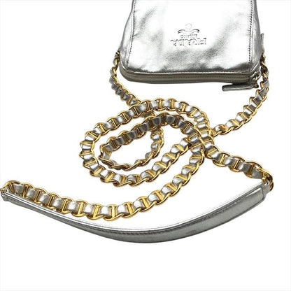 Prada Leather Mini Chain Shoulder Bag Silver Gold