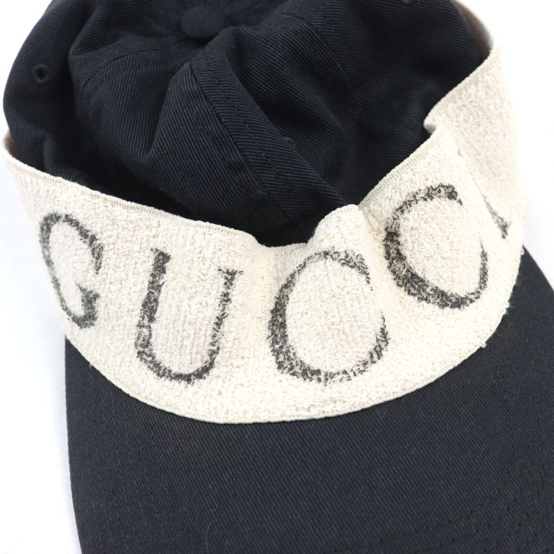 Gucci 492545 100% Cotton Logo-printed Hat With Headband Baseball Cap Black