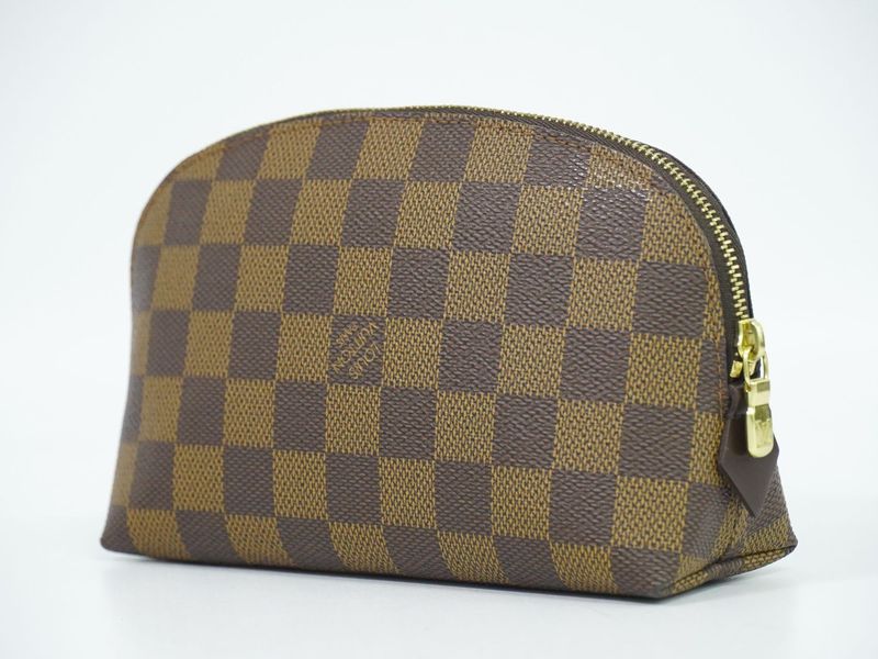 Authentic Louis Vuitton LV Pochette Cosmetic Damier Ebène Pouch Brown N47516