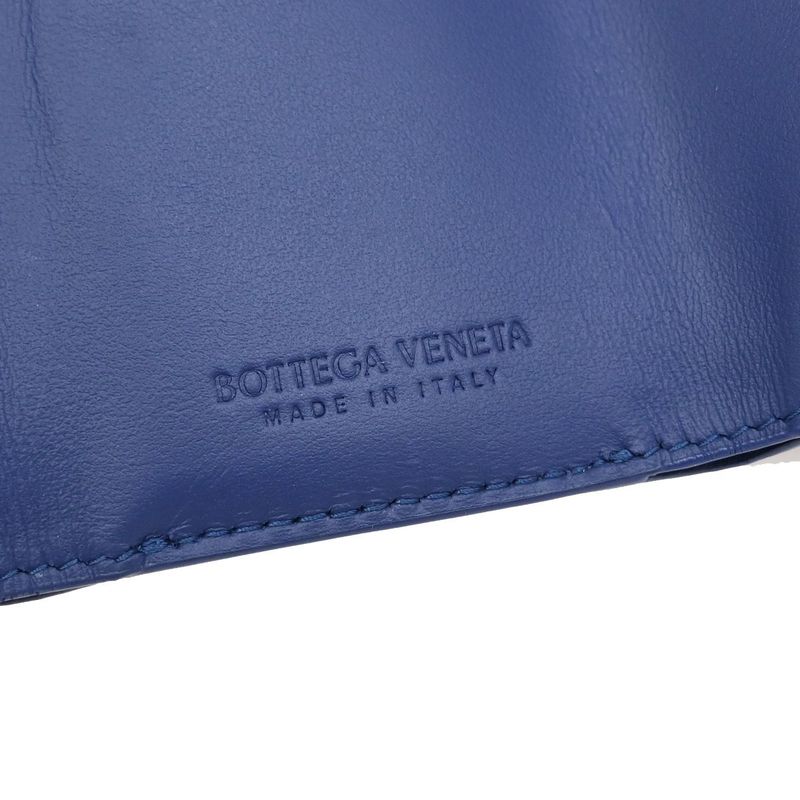 Bottega Veneta Trifold Wallet Intrecciato Blue Leather 35ka812