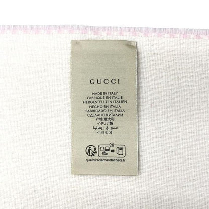 Gucci Scarf Interlocking G Scarf 715497 Wool Cashmere Fringe Pink Beige Gucci