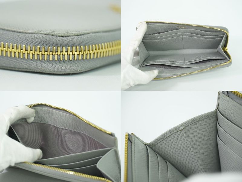 Authentic Prada Saffiano Metal Leather L-shape Zipper Long Wallet Long Wallet