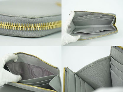 Authentic Prada Saffiano Metal Leather L-shape Zipper Long Wallet Long Wallet
