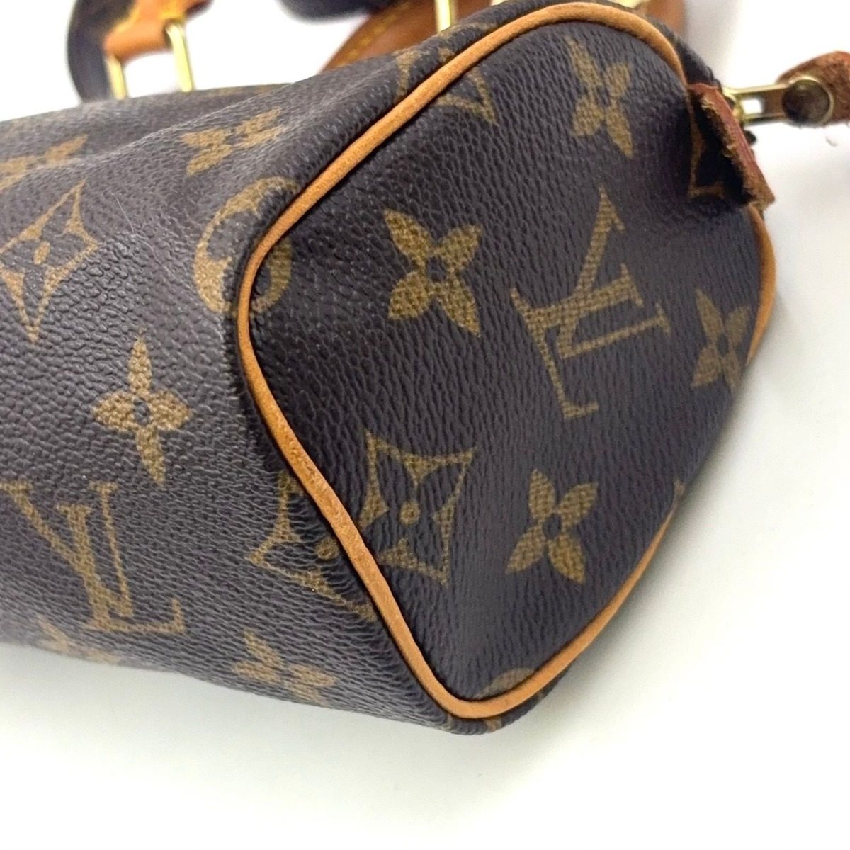 Louis Vuitton Mini Speedy Monogram Leather Brown Handbag Gold — view 15