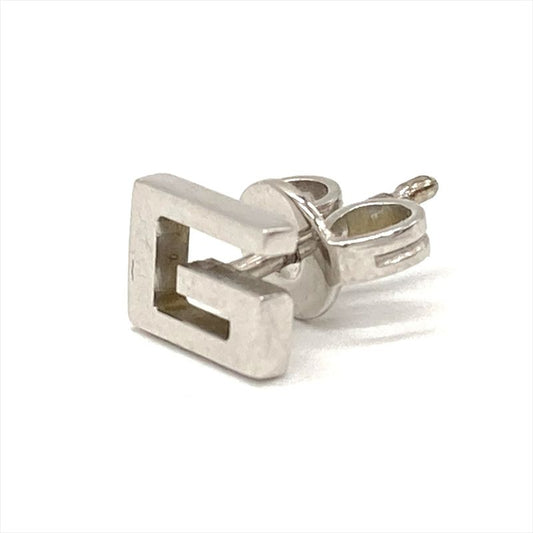 Gucci G Logo Earrings 18K White Gold 07g Silver One Ear Unisex