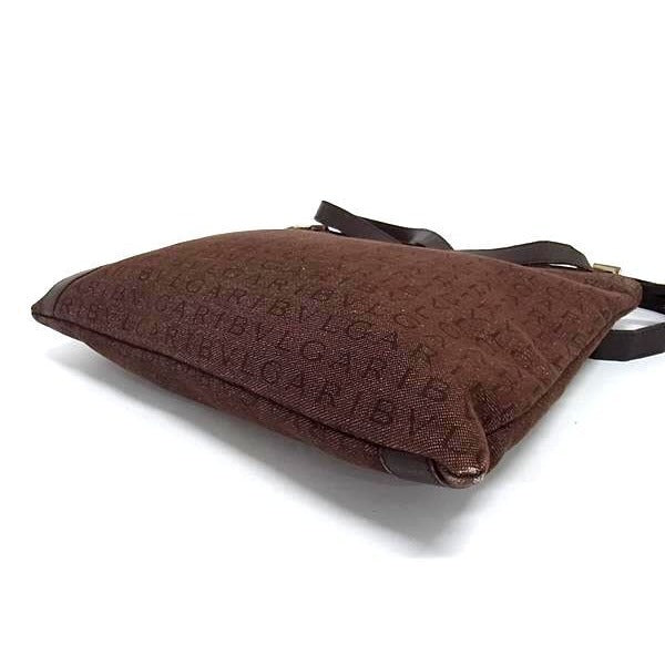 Bvlgari Shoulder Bag Logomania Brown Canvas and Leather — view 3
