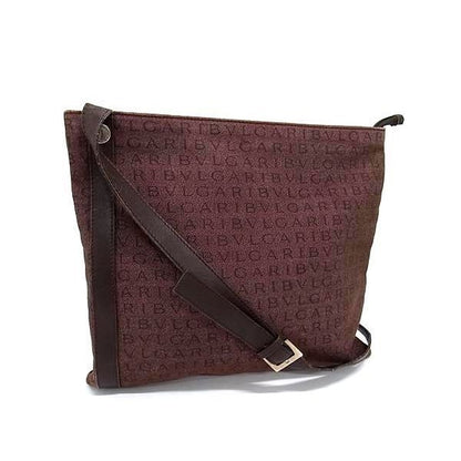 Bvlgari Shoulder Bag Logomania Brown Canvas and Leather