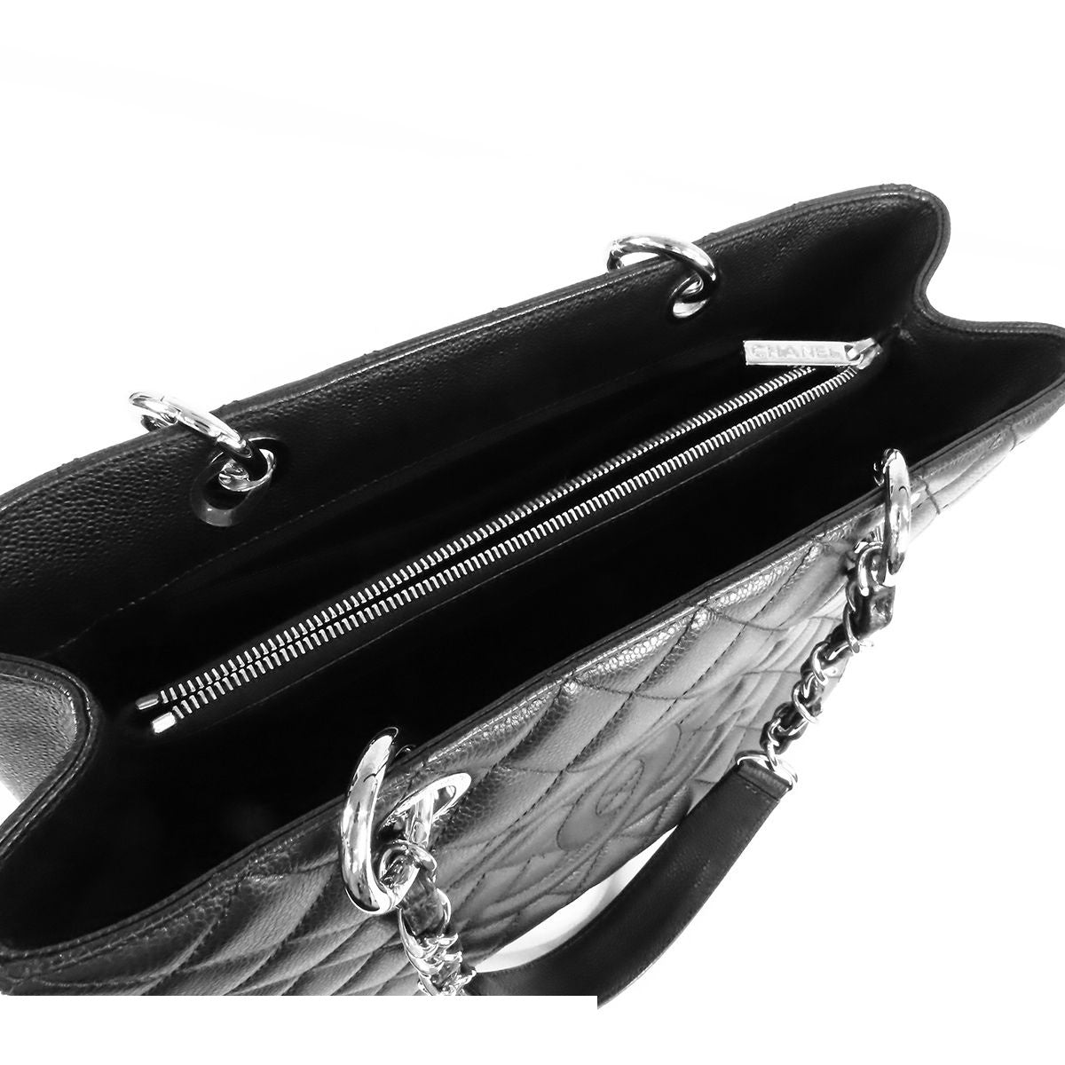 Chanel Grand Shopping Tote Bag GST Black Silver Caviar Leather — view 5