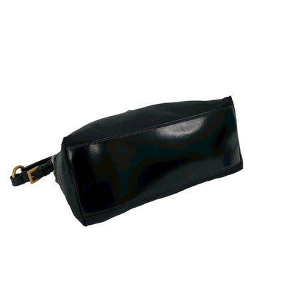 Prada Triangle Logo Nylon Patent Studs Shoulder Bag Black — view 7