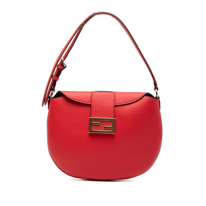 Fendi Croissant Shoulder Bag Red Leather