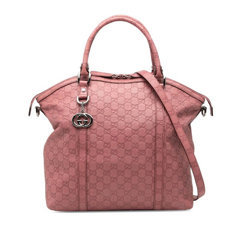 Gucci Guccissima Soho 2-Way Shoulder Bag Pink Leather