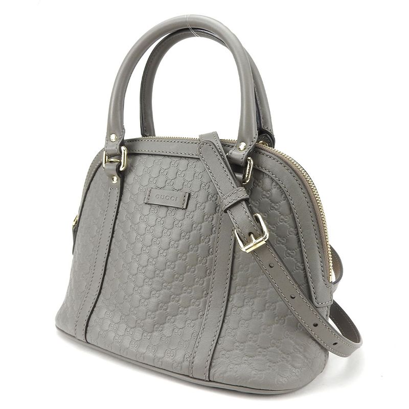 Gucci Handbag 449654 Micro Guccissima Leather Gray Gold Hardware 2WAY Shoulder
