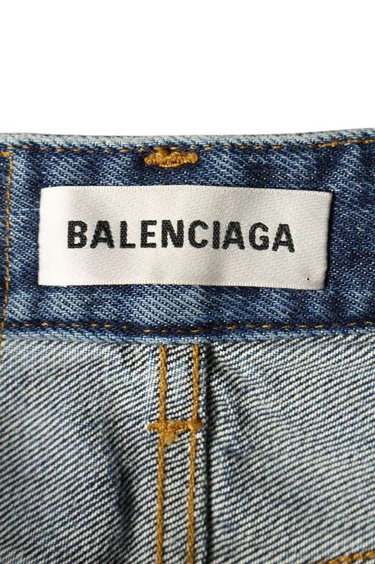 Balenciaga 675414 Tlu13 Hound's Tooth Denim Skirt Women's 34