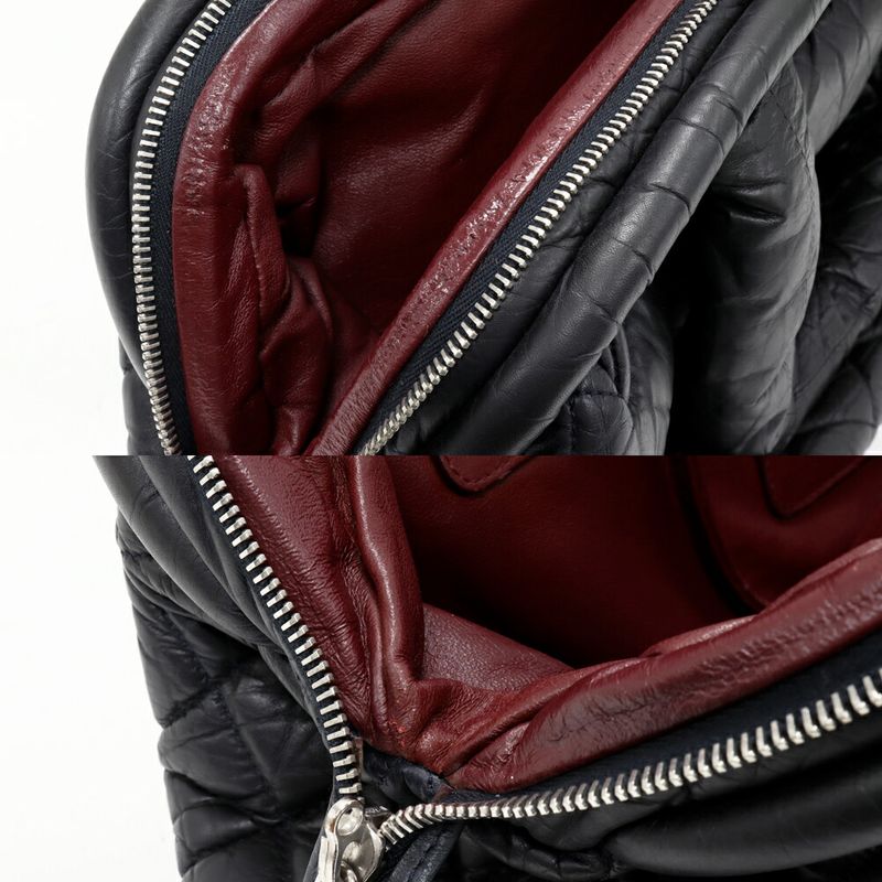 Chanel Hand Tote Bag Boston Bag Coco Cocoon Boston Leather Black X Bordeaux