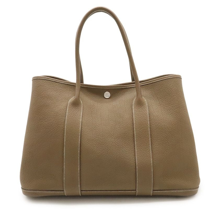 Hermes Garden Party PM Tote Bag Handbag Negonda Leather Etoupe Grey Silver