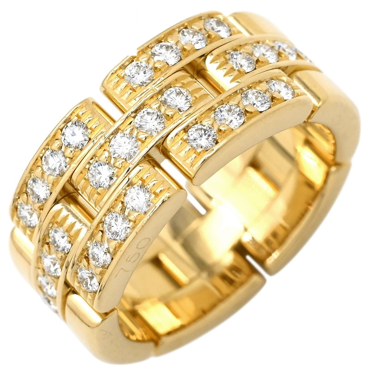 Cartier Maillon Panthere 3-Row Half Diamond Ring Yellow Gold 50