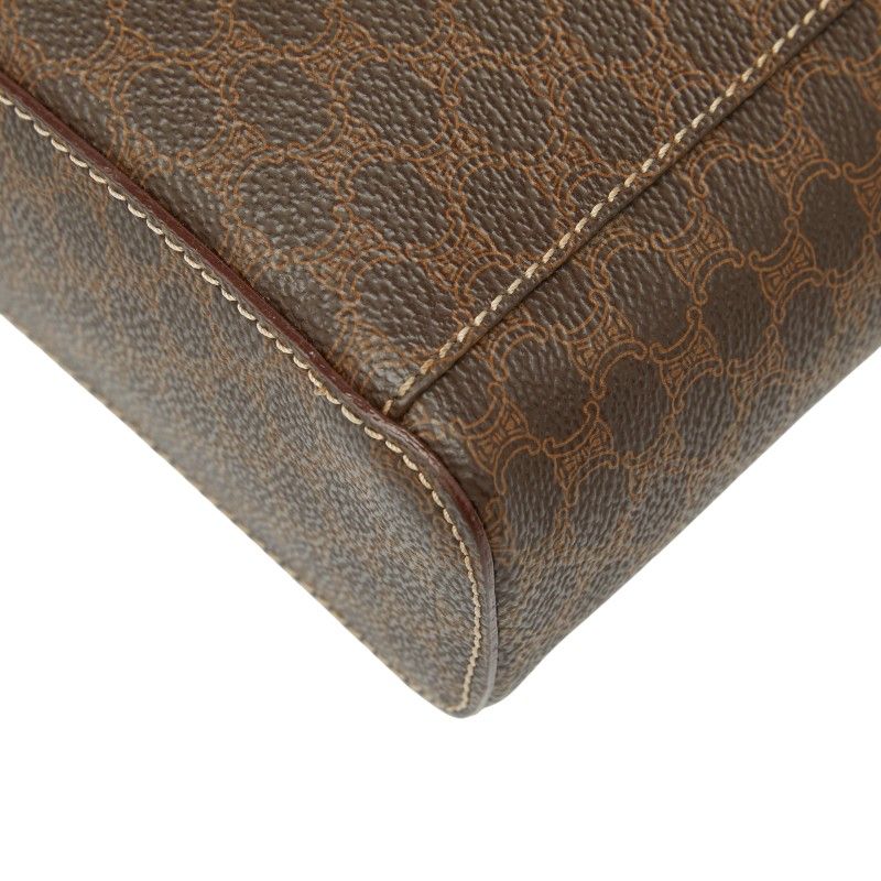 Celine Macadam Vanity Bag Handbag Brown PVC Leather Women Celine