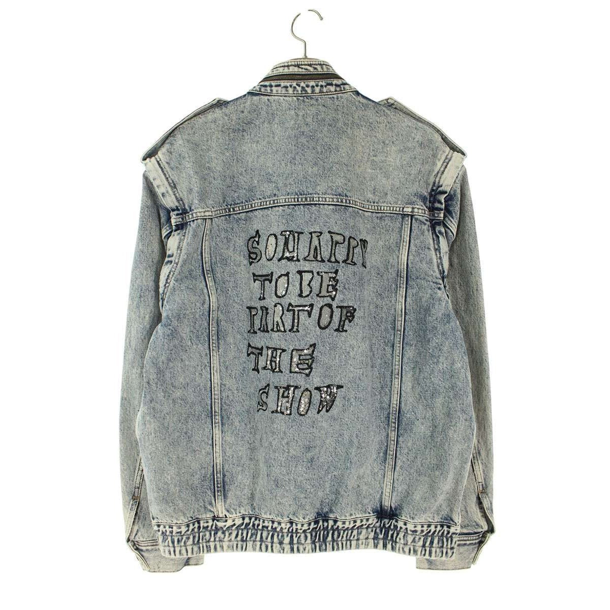 Celine Back Sequin Zip Up Denim Jacket Indigo — view 2