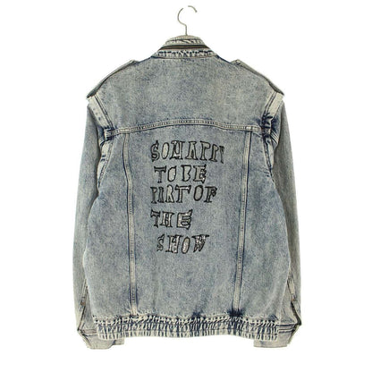 Celine Back Sequin Zip Up Denim Jacket Indigo — view 2