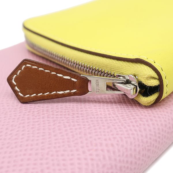 Hermes Long Wallet Nouveau Togo Vosuift Vaux-Epson Mauve Silvestre X Lime X