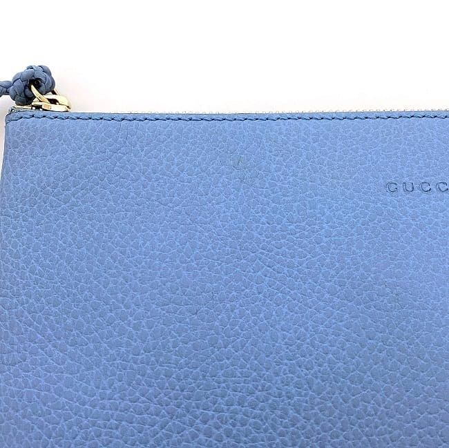 Gucci Pouch Ec22858 Light Blue Bamboo 449652 Excellent Condition