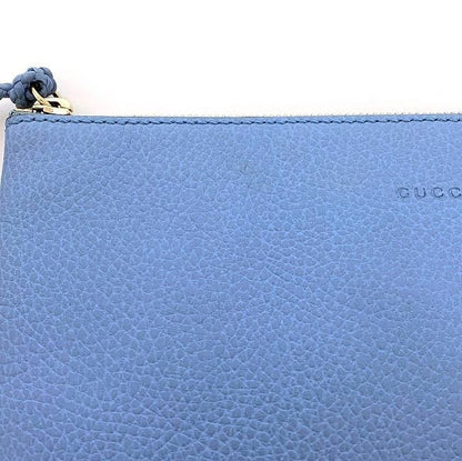 Gucci Pouch Ec22858 Light Blue Bamboo 449652 Excellent Condition