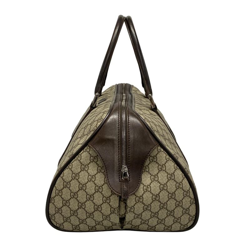 Gucci Boston Bag GG Supreme 108793 Beige X Dark Brown Leather