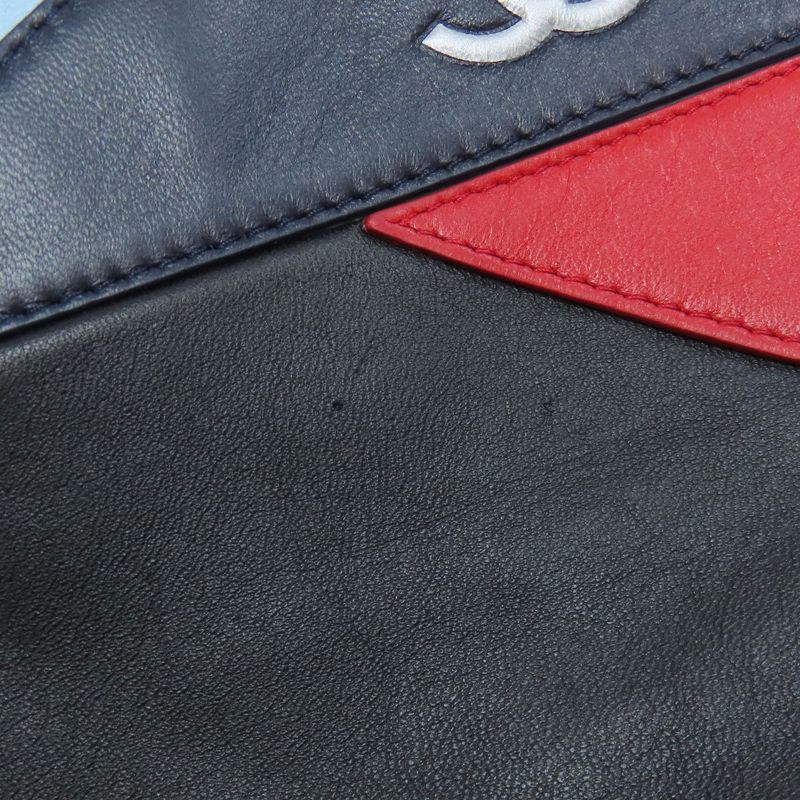 Chanel Coco Mark Bicolor Clutch Bag Leather Women